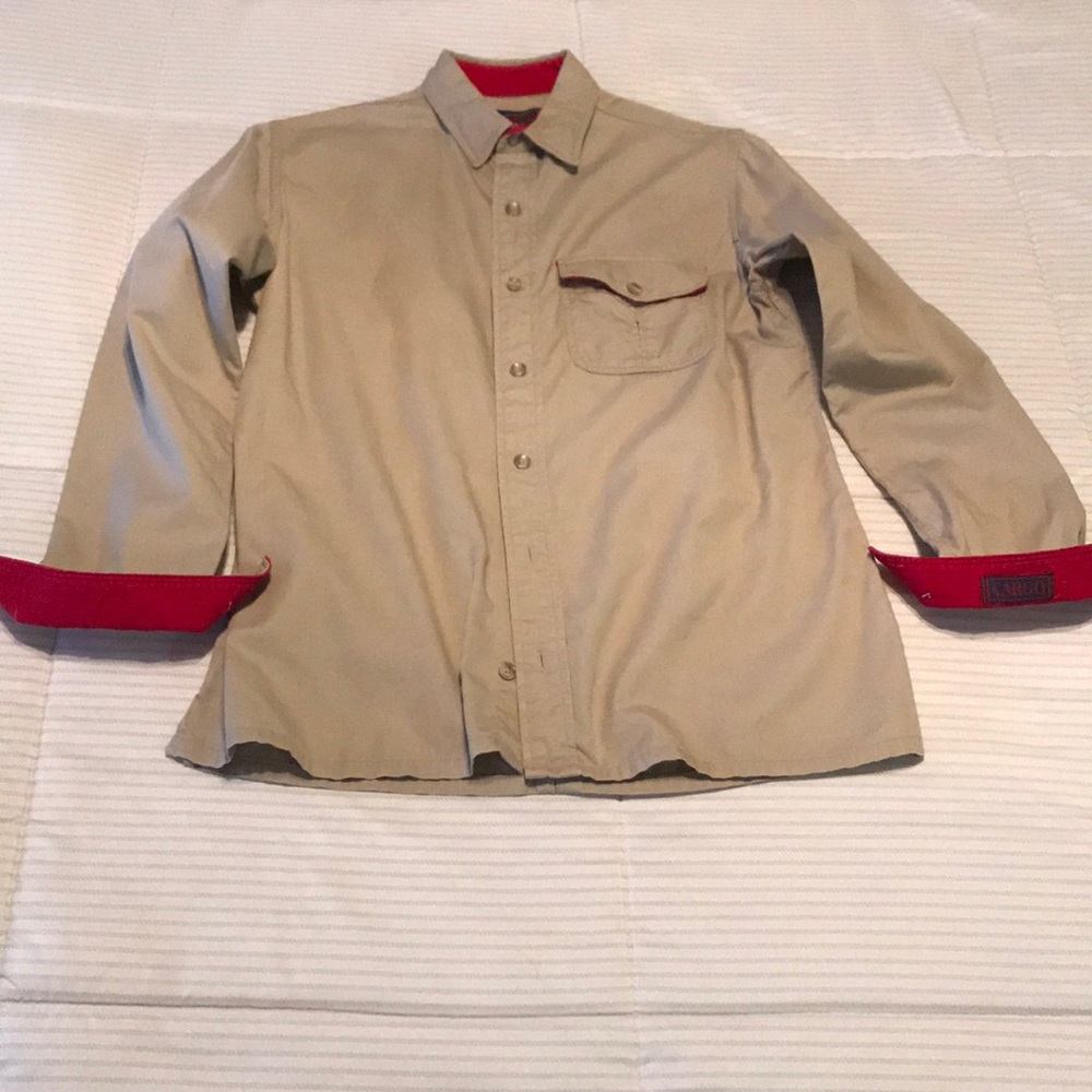 Cargo cotton safari shirt, lined cuffs & collar👌